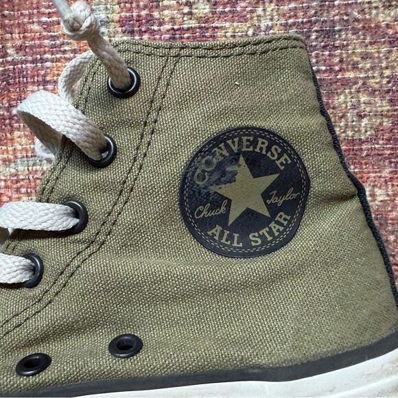 Converse Chuck Taylor Kids High-Top Sneakers Size 3- Olive Green with Black - Picture 7 of 9